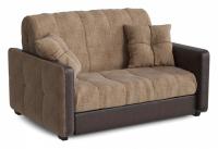 Диван прямой Карина 2 Браун аккордеон (рогожка+экокожа, Коричневый) 140/95/110. Фото №1