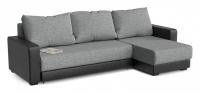 Диван угловой Монако Дарк Грей Еврокнижка (рогожка+экокожа, Серый) 275/90/155 правый. Фото №1