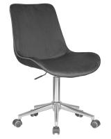 Кресло офисное DOBRIN DORA, серый велюр (1922-19), хромированная сталь