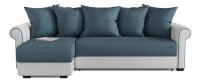 Диван угловой Слим (Сохо) Blue еврокнижка Голубой велюр+экокожа левый. Фото №1
