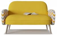 Диван прямой Бержер нераскладной 19 Желтый велюр. Фото №1