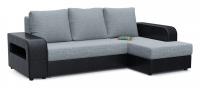 Диван угловой Дублин (Дубай) Грей еврокнижка (рогожка+экокожа, Серый) 265/91/171 правый. Фото №1
