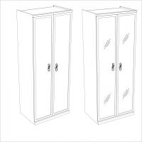 Шкаф 2-х ств (секция) без зеркала "Мишель", комплектуется штангой, петли с доводчиками, белый матовый