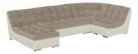 Диван угловой Релакс (Монреаль) дизайн 5 (велюр, Бежевый) 385/82/202 канапе слева