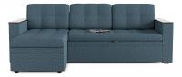 Диван угловой Атланта (Атлантик) Дрим без стола дельфин Голубой рогожка, угол левый. Фото №1