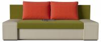 Диван прямой Монако (Сан Ремо) Beige Green Orange Зеленый велюр+экокожа. Фото №1