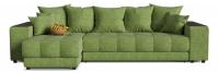 Диван угловой Дубай Apple Еврокнижка Зеленый флок левый. Фото №1