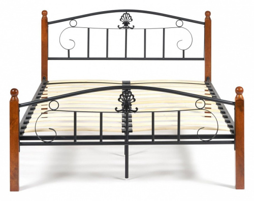 Кровать РУМБА (AT-203)/ RUMBA Wood slat base дерево гевея/металл, 140*200 см (Double bed), красный дуб/черный фото Кровать РУМБА (AT-203)/ RUMBA Wood slat base дерево гевея/металл, 140*200 см (Double bed), красный дуб/черный. Фото №2