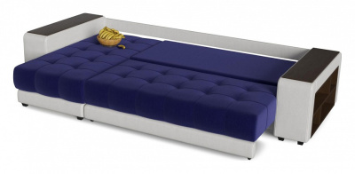 Диван угловой Дубай Simpl Еврокнижка Синий/Белый 2 Синий велюр+экокожа левый. Фото №2