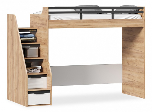 Кровать-чердак Урбан (правая Дуб Золотой/Белый). Фото №1