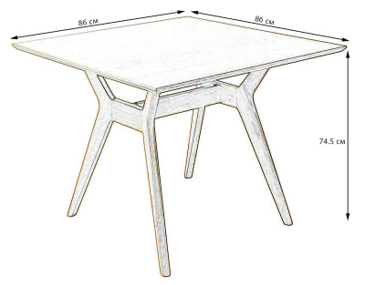 Стол Нарвик квадратный 860*860 бук-белый. Фото №3