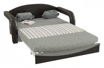 Диван детский Димочка Люкс Ганни Блэк выкатной (рогожка+экокожа, Серый) 145/90/80. Фото №2