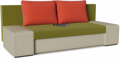 Диван прямой Монако (Сан Ремо) Beige Green Orange Зеленый велюр+экокожа. Фото №2