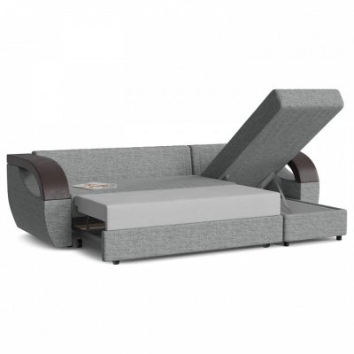 Диван угловой Мартин Грей Еврокнижка (рогожка+экокожа, Серый) 240/90/160 правый. Фото №2