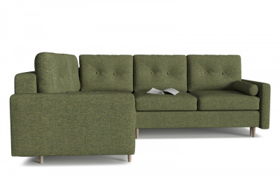 Диван модульный угловой Белфаст 10 Зеленый рогожка, угол левый. Фото №2