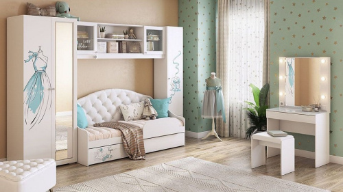 Детский гарнитур Гламур К2 белый/белый глянец. Фото №1