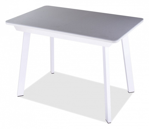 Стол обеденный  цвет каркаса белый, цвет столешницы искусственный камень серого цвета. Фото №1