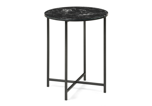 Журнальный стол Манеттия стекло мрамор черный / черный. Фото №1