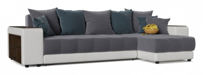 Диван угловой Дубай Simpl Еврокнижка Серый/Белый 2 Серый велюр+экокожа правый. Фото №2