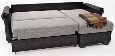 Диван угловой Рейн Дарк Флау дельфин (рогожка+экокожа, Серый) 240/86/153 правый. Фото №2