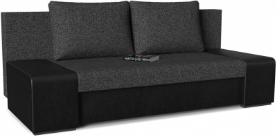 Диван прямой Монако (Сан Ремо) Black Skat 9 Черный рогожка+экокожа. Фото №2