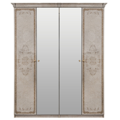 Шкаф 4-ств с зеркалом 2+2 Патрисия крем корень глянец. Фото №4