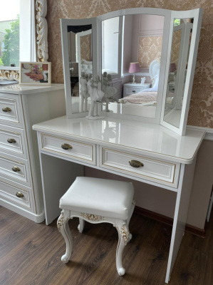Зеркало трильяж Натали для туалетного столика (960х800х30) белый глянец. Фото №3
