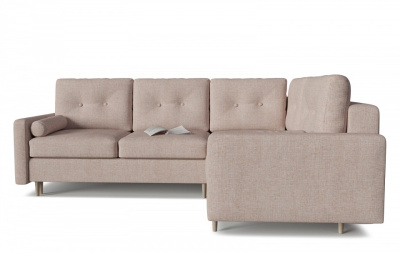 Диван модульный угловой Белфаст 6 Бежевый рогожка, угол правый. Фото №2