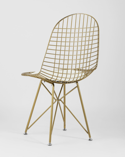 Стул обеденный Eiffel золотой с белой подушкой фото Стул обеденный Eiffel золотой с белой подушкой. Фото №7