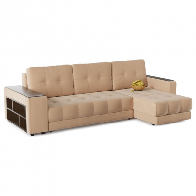 Диван угловой Милан (Брюссель) Beige Еврокнижка (бежевый  велюр) правый фото Диван угловой Милан (Брюссель) Beige Еврокнижка (бежевый  велюр) правый. Фото №2