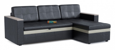 Диван угловой Атланта (Атлантик) Блэк без стола дельфин (экокожа, Черный) 232/75/160 правый фото Диван угловой Атланта (Атлантик) Блэк без стола дельфин (экокожа, Черный) 232/75/160 правый. Фото №2