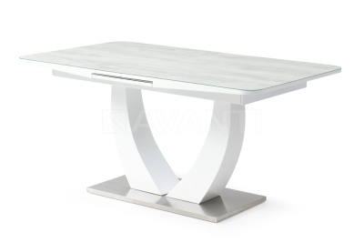 Стол обеденный ROCK (1600-2000х900х760) (белый/серое стекло). Фото №4