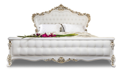 Кровать Анна Мария (1800х2000) с мягким изголовьем из экокожи белый матовый. Фото №2