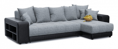 Диван угловой Дубай Gray Еврокнижка (рогожка+экокожа, Серый) 300/85/160 правый. Фото №2