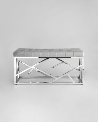 Банкетка-скамейка АРТ ДЕКО велюр серый сталь серебро фото Банкетка-скамейка АРТ ДЕКО велюр серый сталь серебро. Фото №4