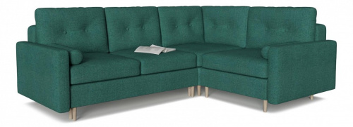 Диван модульный угловой Белфаст 11 Зеленый рогожка, угол правый. Фото №1