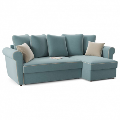 Диван угловой Гамбург дельфин (голубой велюр) правый. Фото №2