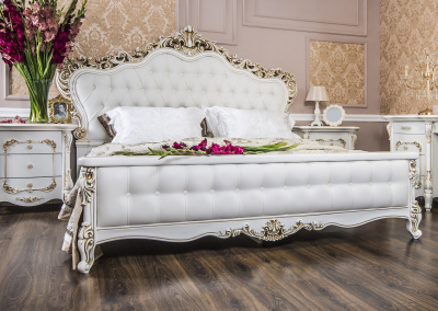 Кровать Анна Мария (1800х2000) с мягким изголовьем из экокожи белый матовый. Фото №4