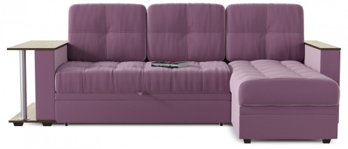 Диван Угловой Атланта Классик Purple со столом дельфин Фиолетовый велюр, столик слева, угол правый. Фото №1