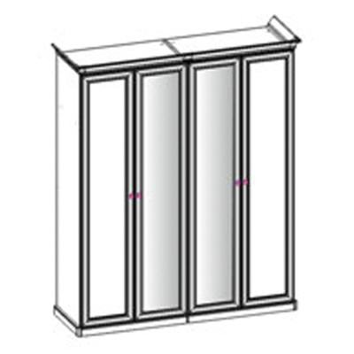 Шкаф 4-ств с зеркалом 2+2 Патрисия крем корень глянец. Фото №3