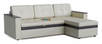 Диван угловой Атланта (Атлантик) Беж без стола дельфин (экокожа, Бежевый) 232/85/148 правый. Фото №2