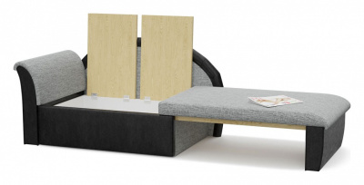 Тахта Капри грей выкатной (рогожка+экокожа, Серый) 135/75/74 Подлокотник слева.. Фото №2