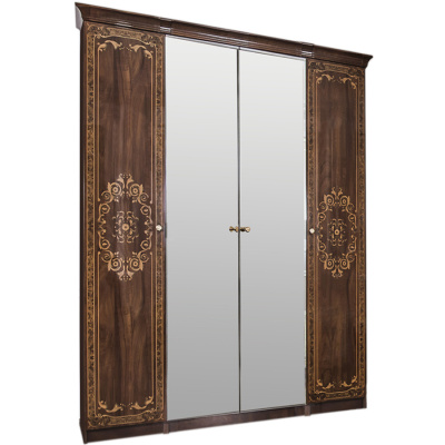 Шкаф 4-ств с зеркалом 1+2+1 Патрисия крем корень глянец. Фото №2