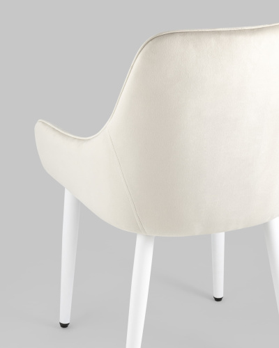 Стул Диана велюр кремовый ножки белые. Фото №8