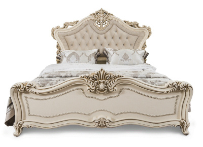 Кровать Джоконда (1600х2000) с мягким изголовьем крем глянец. Фото №2