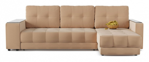 Диван угловой Милан (Брюссель) Beige Еврокнижка (бежевый  велюр) правый. Фото №1