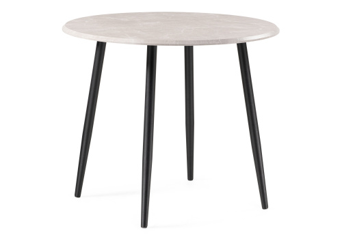 Стол деревянный Абилин 90 мрамор светло-серый / черный матовый. Фото №1