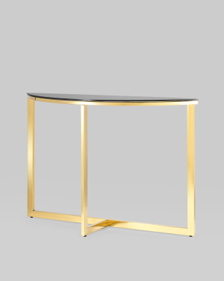 Консоль полукруглая АЛЬБА 115*30 золото стекло черное. Фото №3