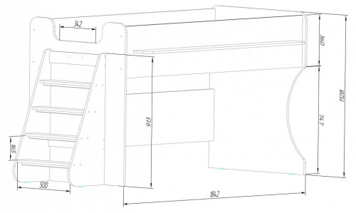 Кровать двухъярусная Р444 Капризун 7, древесина коричневая светлая дуб. Фото №9