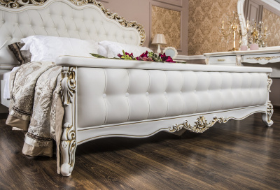 Кровать Анна Мария (1800х2000) с мягким изголовьем из экокожи белый матовый. Фото №5